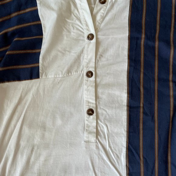 Zara Knit and Striped Woven Pieced Patchwork Button Up Top- Size S - Picture 2 of 6